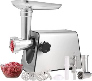 Simple Deluxe Electric Meat Grinder; Heavy Duty Meat Mincer; Food Grinder with Sausage &amp; Kubbe Kit; 3 Grinder Plates; 800W Power; Easy to Clean an