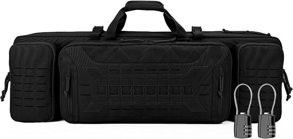 VOTAGOO Double Rifle Case Gun Bag, Safely Long-Barrel Firearm Transportation Cases  Locks, All-Weather Soft Tactical Range Bag Ackpack For Shotgun Spa (Option: Black-36inches)