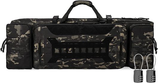 VOTAGOO Double Rifle Case Gun Bag, Safely Long-Barrel Firearm Transportation Cases  Locks, All-Weather Soft Tactical Range Bag Ackpack For Shotgun Spa (Option: Dark Camo-36inches)