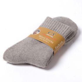 1 Pairs Winter Warm Women Socks Wool Male Men Socks Super Thicker Solid Socks Merino Wool Socks Against Cold Snow Terry Socks (Color: Grey)