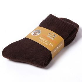 1 Pairs Winter Warm Women Socks Wool Male Men Socks Super Thicker Solid Socks Merino Wool Socks Against Cold Snow Terry Socks (Color: coffee)