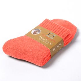 1 Pairs Winter Warm Women Socks Wool Male Men Socks Super Thicker Solid Socks Merino Wool Socks Against Cold Snow Terry Socks (Color: watermelon red)