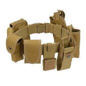 10-in11 Multifunctional Security Belts Gun Holster With Pouches Sets For Outdoor (Color: Sand Color)