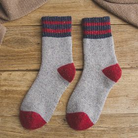 5 Pairs Thick Terry Wool Socks Women for Autumn and Winter with Striped Dotted Yarn Warm Christmas Socks (Color: 2, size: EUR35-40)