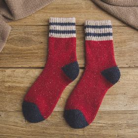 5 Pairs Thick Terry Wool Socks Women for Autumn and Winter with Striped Dotted Yarn Warm Christmas Socks (Color: 3, size: EUR35-40)