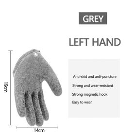 Fishing Gloves Anti-Slip Protect Hand from Puncture Scrapes Fisherman Professional Catch Fish Latex Hunting Gloves Left/Right (Ships From: CN, Color: Left Grey)