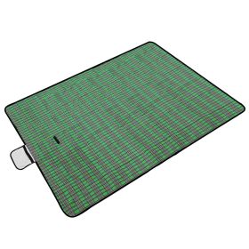 60" x 78" Waterproof Picnic Blanket Handy Mat with Strap Foldable Camping Rug (Color: Green)